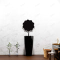 InArt ceramic one piece pedestal wash basin, glossy black round basin and pedestal base close-up detail