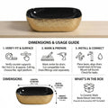 Luxury bathroom wash basin in black gold, rectangular ceramic counter top wash basin in modern bathroom setting
