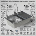 SS 304 kitchen sink with honeycomb anti-scratch base, close-up detail of handmade steel sink finish