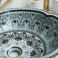 InArt round table top wash basin with smooth drain area, light blue glossy finish