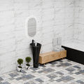 InArt ceramic pedestal wash basin, matte black oval basin with sturdy base for contemporary bathroom