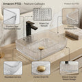 Modern table top wash basin glass in clear transparent finish, side angle showing crystal edges