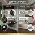 Luxury bathroom sink look with round black table top wash basin design on countertop with tap