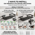 Self adhesive no drill bathroom shelf installation pads shown with wall rack