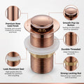 Press-to-open and press-to-close pop-up basin waste fitting close-up