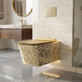 Wall mounted commode with flush tank compatible P trap outlet from wall, premium ceramic EWC with soft close seat