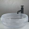 InArt transparent glass wash basin on counter in stylish bathroom interior, fancy bathroom sinks look, 42x42 cm
