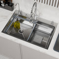 InArt stainless steel silver waterfall kitchen sink - full front view with modern undermount design