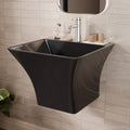InArt half pedestal wash basin in polished black ceramic, rectangular slim rim wall hung design