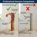 Premium sanitaryware rose gold basin swan neck tap, brass high neck single lever basin mixer for bathroom