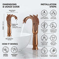 InArt swan neck tap for wash basin with aerator spout detail, rose gold high neck basin mixer