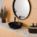 InArt counter top wash basin dimensions view, 16.5 inch round matte black quartz basin for washroom