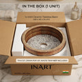 Table top wash basin on counter showing compact footprint and elegant rim