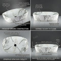 Modern table top wash basin design for bathroom, side angle showing slim rim and rectangular ceramic shape