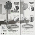 Telephone shower set style handheld shower in chrome, ABS round 5-function handset with wall hook