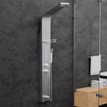 InArt wall mounted shower panel system in 304 stainless steel, rectangular brushed chrome tower front view