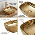 Gold colour wash basin for dining room, InArt modern ceramic table top basin, side angle on counter