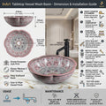 Wash basin design table top for bathroom, round glossy pink basin with wide rim, top view