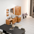 Table top basin design with cabinet idea, square glossy ceramic wash basin for modern washroom