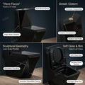Black one piece toilet commode with soft close seat cover, ceramic western toilet single piece rear angle