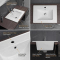 Designer rectangular ceramic wash basin for bathroom, InArt semi under counter basin in super white, side angle