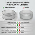 InArt clear glass bathroom sink bowl, smooth transparent finish, top view showing round shape