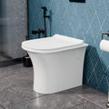 InArt ceramic one piece western toilet in glossy white, oval rimless back to wall WC pan with soft close seat