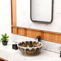 InArt art wash basin for bathroom, round tabletop ceramic basin with glossy multicolour Moroccan pattern