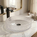 InArt glass design wash basin, transparent square tempered glass table top basin, glossy finish