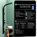 InArt 5 in 1 matte black shower panel installed in bathroom with glass shower screen black