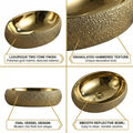 InArt over counter wash basin in golden ceramic, oval tabletop washbasin side angle view