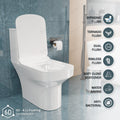 InArt ceramic one-piece commode with soft close seat, S-trap 9 inch western toilet rear angle view