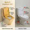 InArt gold finish one piece western toilet in modern bathroom interior, premium ceramic floor mounted commode