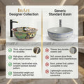 InArt ceramic table top basin design with deep bowl, square 42x42 cm wash basin for washroom
