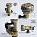 Heavy duty angle valve 1/2 inch in antique bronze finish, angled view stop cock for bathroom fittings
