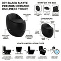 Matte black western toilet price option, InArt one piece ceramic floor mounted commode for stylish washroom upgrade