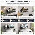 Bathroom wall storage shelves in matte black finish for washroom organisation