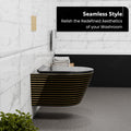 Premium InArt ceramic wall mounted WC in black and gold, oval commode for compact washroom spaces