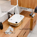 Table top wash basin designs for dining room, gold ceramic rectangular basin on counter in home interior