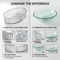 InArt modern glass wash basin with mirror glass design backdrop, clear oval basin for bathroom