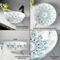 Table top wash basin design for bathroom, round ceramic light blue glossy basin side angle