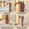 Modern bathroom basin design with high neck tap, rose gold brass wash basin mixer single lever, 3/4 view