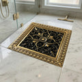 Easy clean square floor drain jali for washroom, bronze finish brass with removable cockroach trap