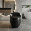 InArt matte black one piece western toilet in modern bathroom interior, elongated oval ceramic water closet look