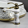 Top view of wash basin mixer tap deck mount base, zinc alloy body in gold white glossy finish