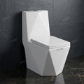 S trap western toilet 9 inch floor outlet detail on glossy white one piece ceramic commode