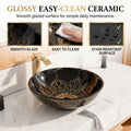 InArt table top wash basin design with glossy black and gold finish, premium ceramic sanitaryware