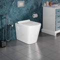 InArt one piece western toilet single piece, glossy white ceramic commode side angle with soft close seat