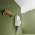 Ceramic urinal for home bathroom, glossy white wall-mounted men’s urinal with universal plumbing compatibility