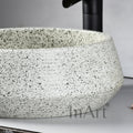 Wash basin design table top for bathroom counter, light green round ceramic basin with smooth rim detail